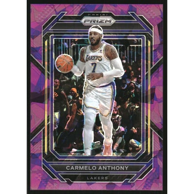 2022-23 Panini Prizm Prizms Purple Ice #144 Carmelo Anthony