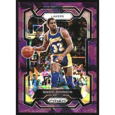 2023-24 Panini Prizm Prizms Purple Ice #185 Magic Johnson