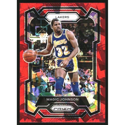 2023-24 Panini Prizm Prizms Red Ice #185 Magic Johnson