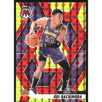 2024-25 Panini Mosaic Mosaic Choice Fusion Red and Yellow #88 Rui Hachimura