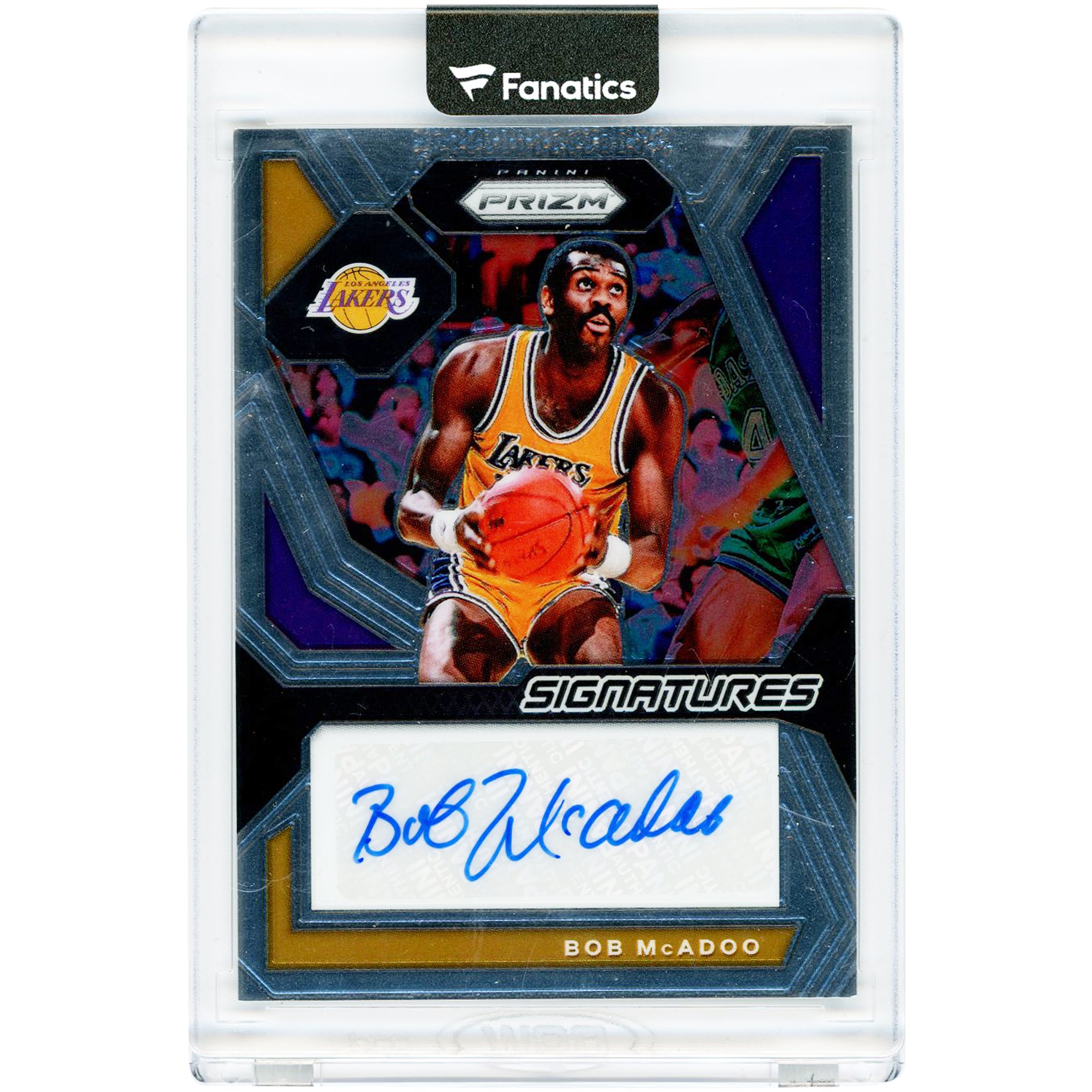Carte Panini Prizm Signatures 2023-24 autographiée par Bob McAdoo (Los Angeles Lakers) #SIG-BOB