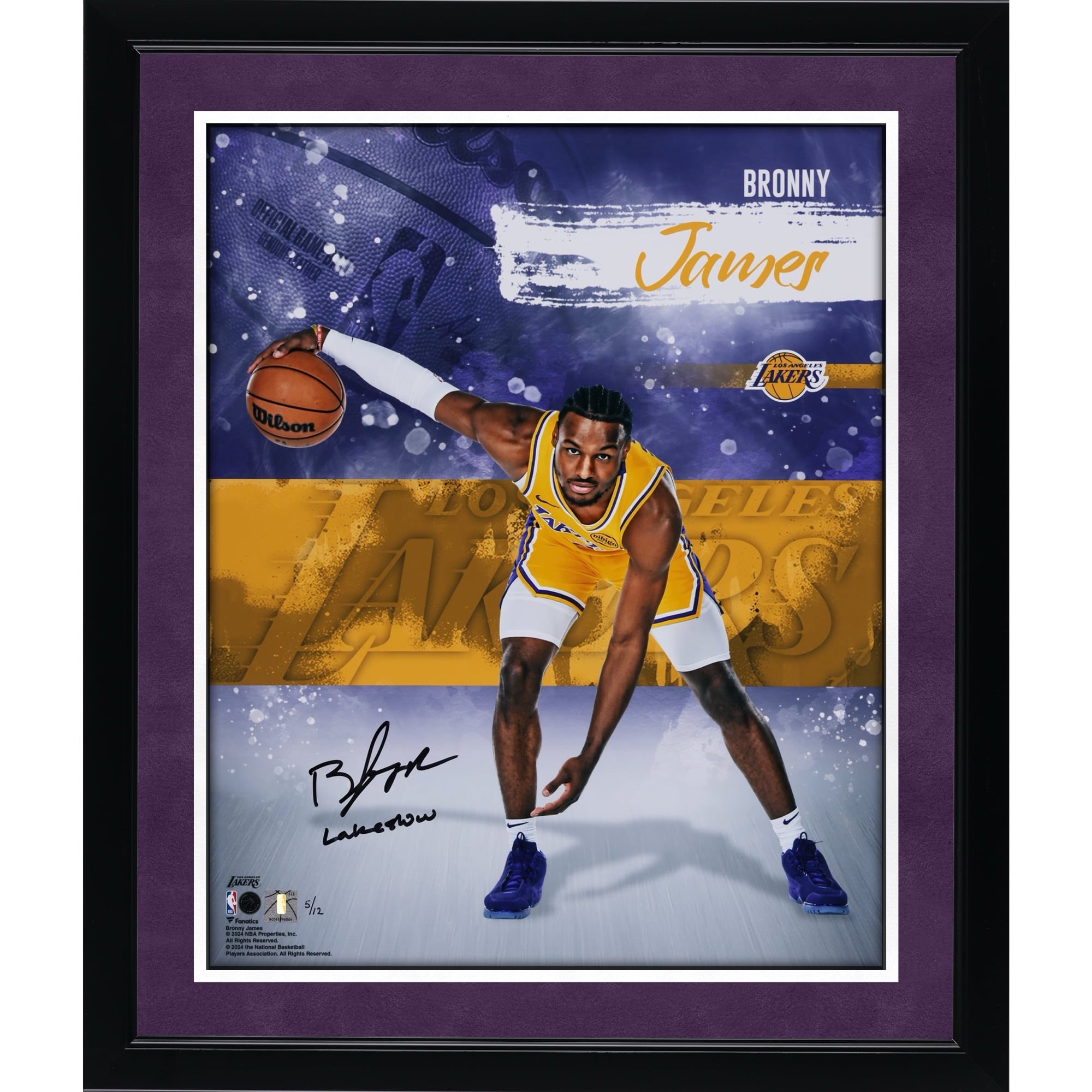 Bronny James Los Angeles Lakers Autographed 16" x 20" Stylized Photograph with "Lakeshow" Inscription - Limited Edition of 12