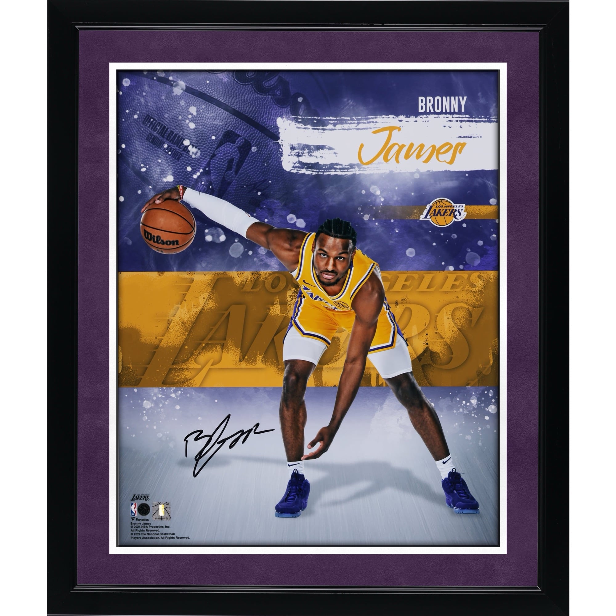 Bronny James Los Angeles Lakers Autographed 16" x 20" Stylized Photograph