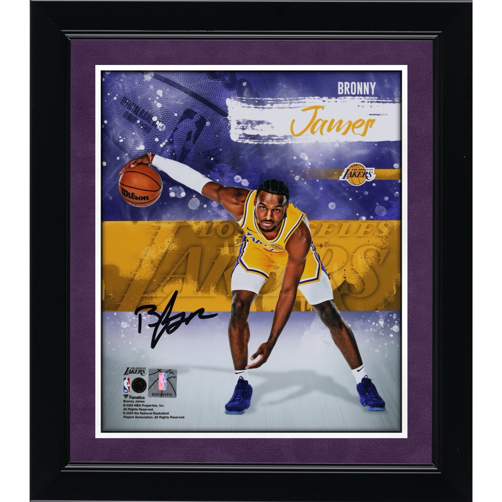 Bronny James Los Angeles Lakers Autographed 8" x 10" Stylized Photograph