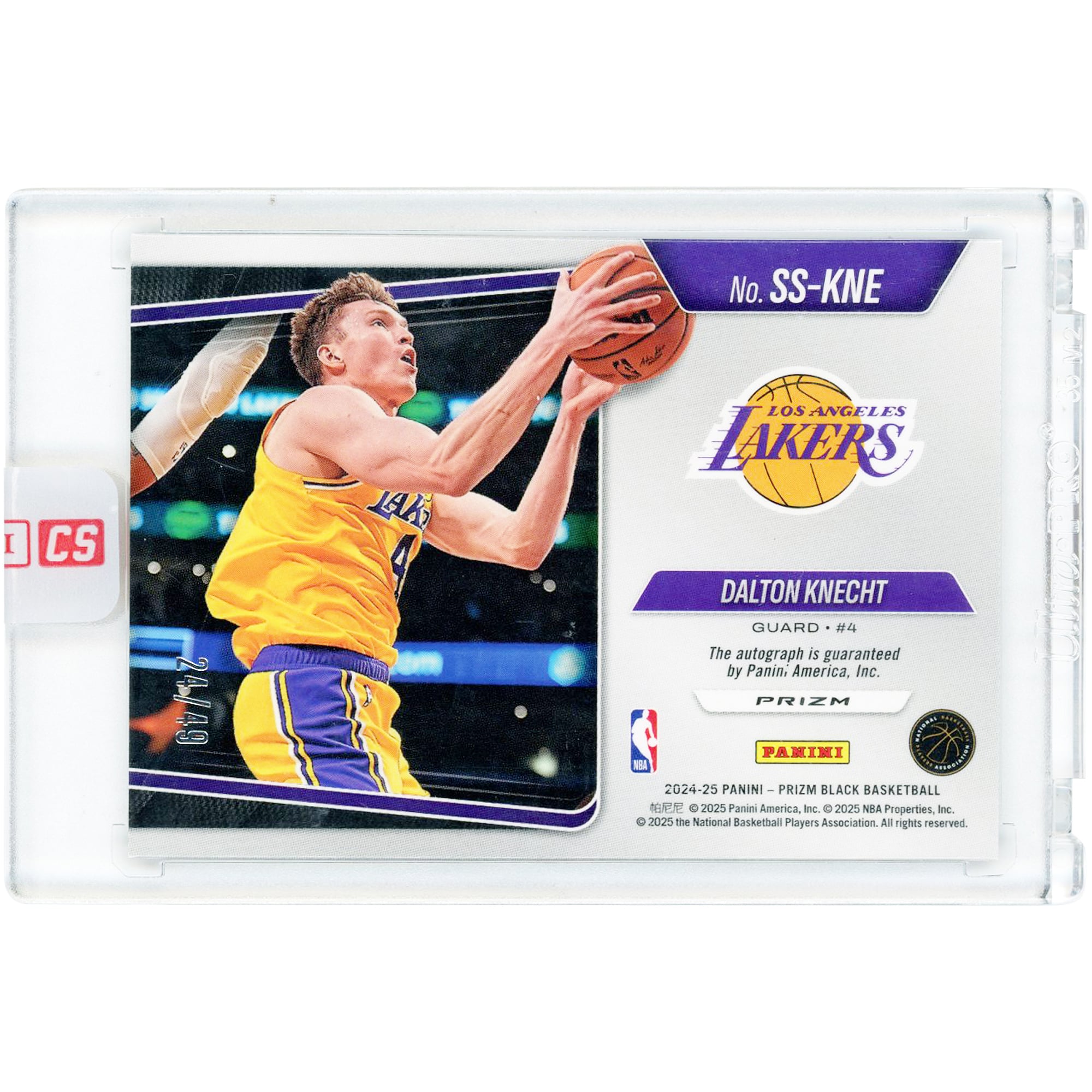 Dalton Knecht Los Angeles Lakers Autographed 2024-25 Panini Prizm Black Sensational Signatures Blue Prizm #SS-KNE #24/49 Rookie Card