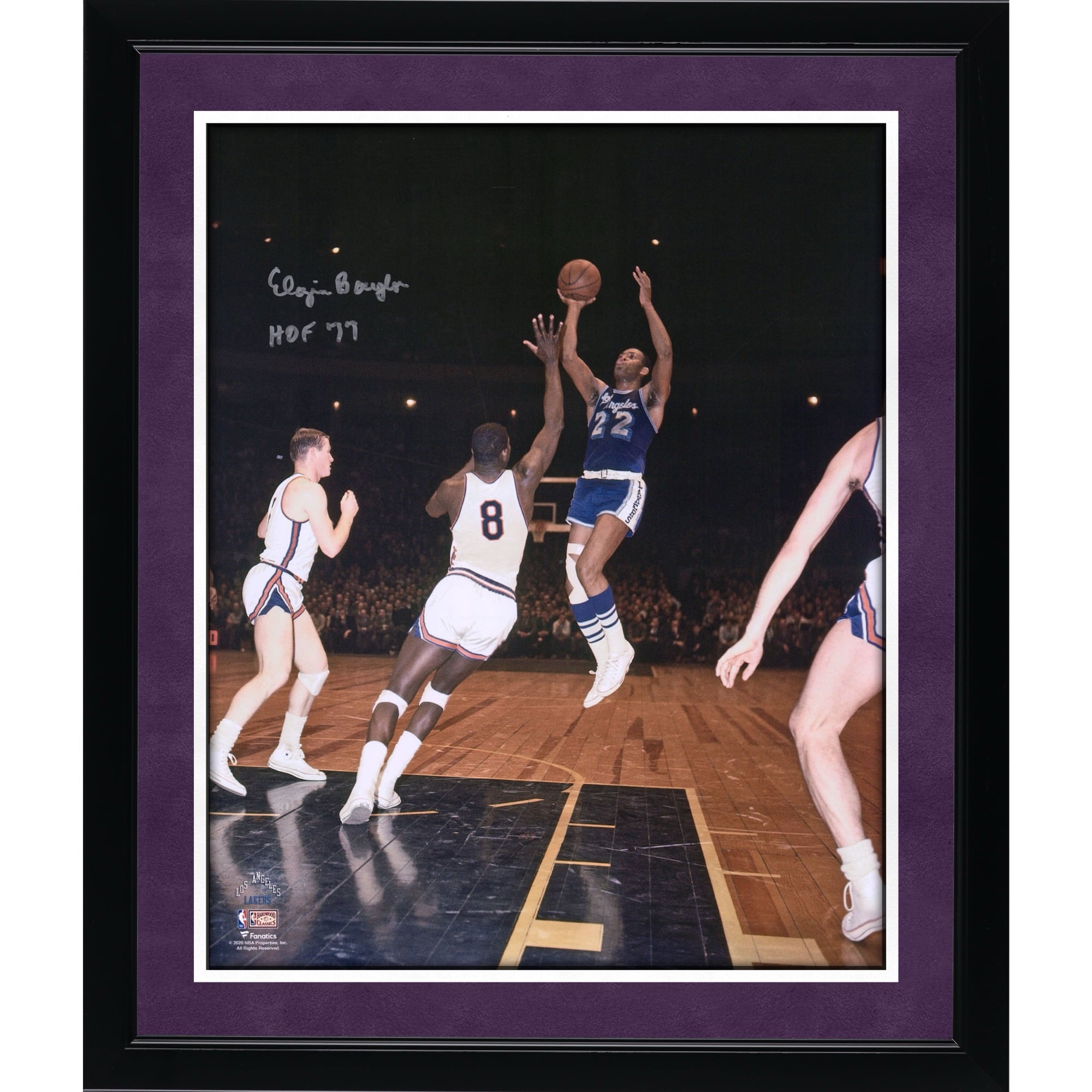 Elgin Baylor Los Angeles Lakers Autographed 16" x 20" Shooting Photograph with "HOF 77" Inscription
