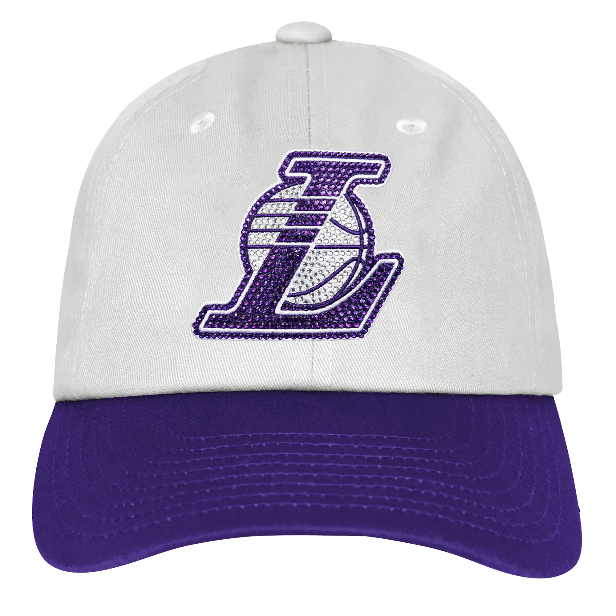 Casquette de papa blanche à strass Los Angeles Lakers pour filles et jeunes filles Outerstuff