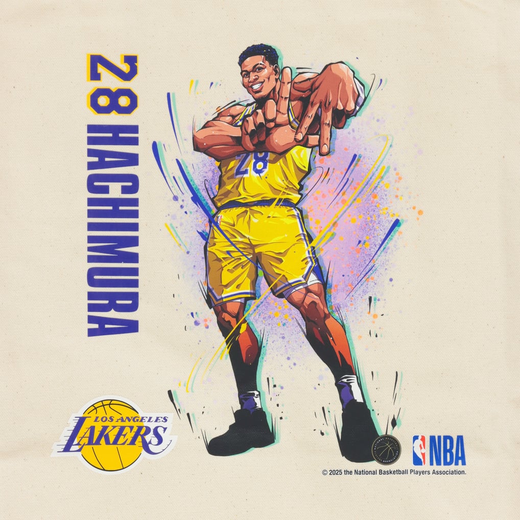 レイカーズ 八村塁 NBA イラストキャンバストートバッグ