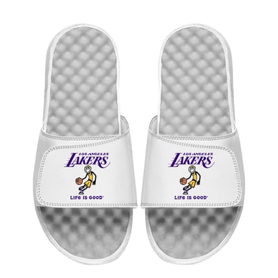  Los Angeles Lakers ISlide Life is Good Slide Sandals - White
