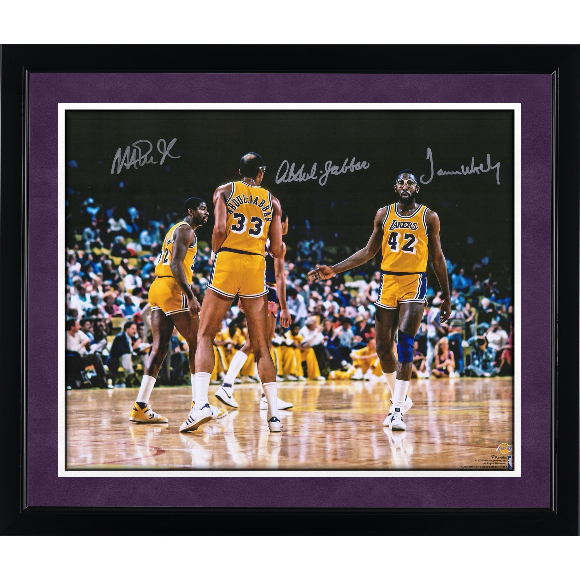 James Worthy Kareem Abdul-Jabbar & Magic Johnson Los Angeles Lakers Multi-Signed 16" x 20" Photograph