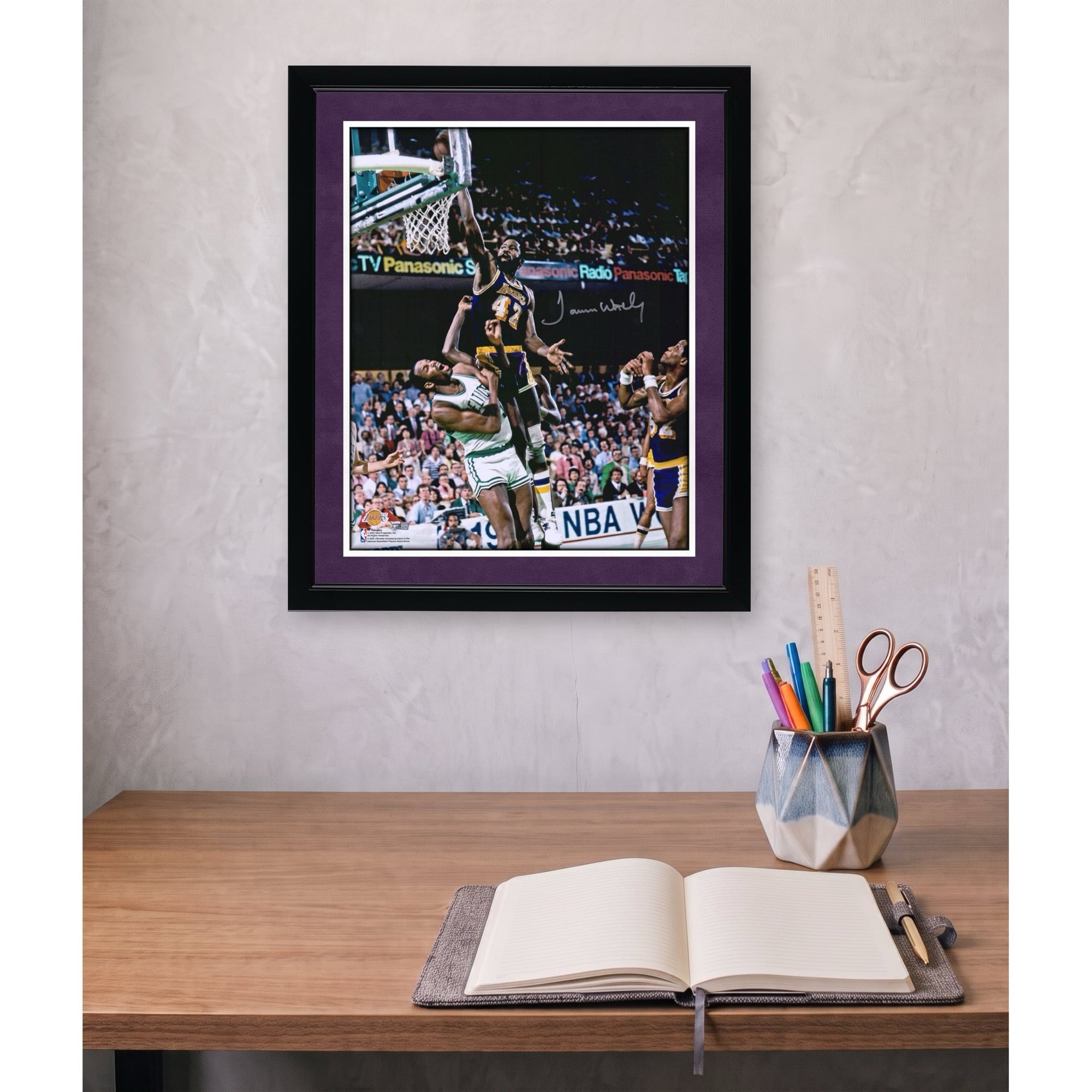 James Worthy Los Angeles Lakers Autographed 16" x 20" 1984 NBA Finals Dunk Photograph