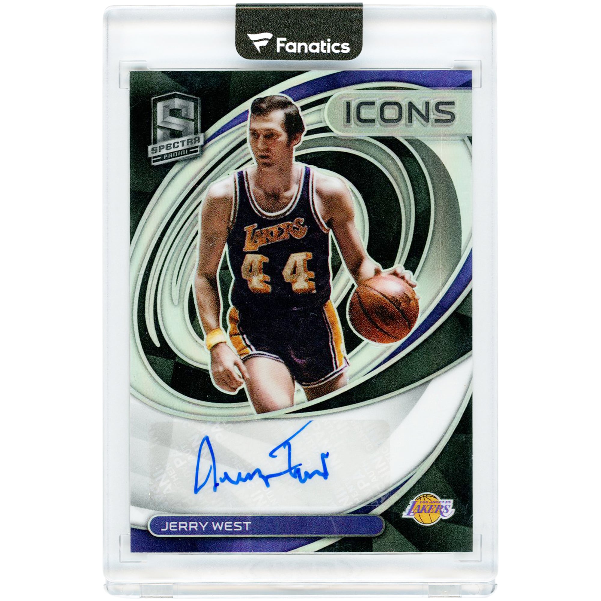 Jerry West Los Angeles Lakers Autographed 2021-22 Panini Spectra Icons #IA-JRW #27/75 Card