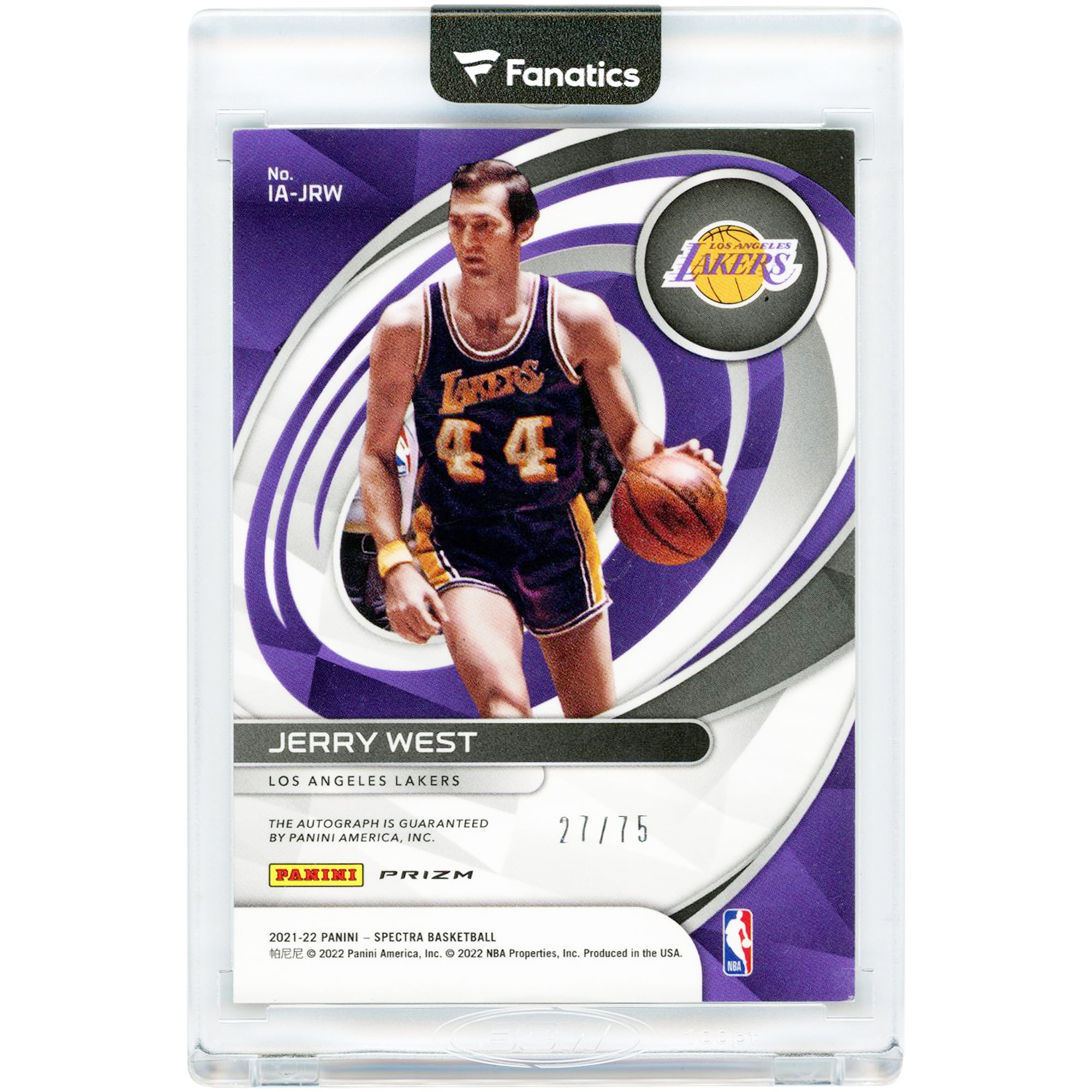 Jerry West Los Angeles Lakers Autographed 2021-22 Panini Spectra Icons #IA-JRW #27/75 Card