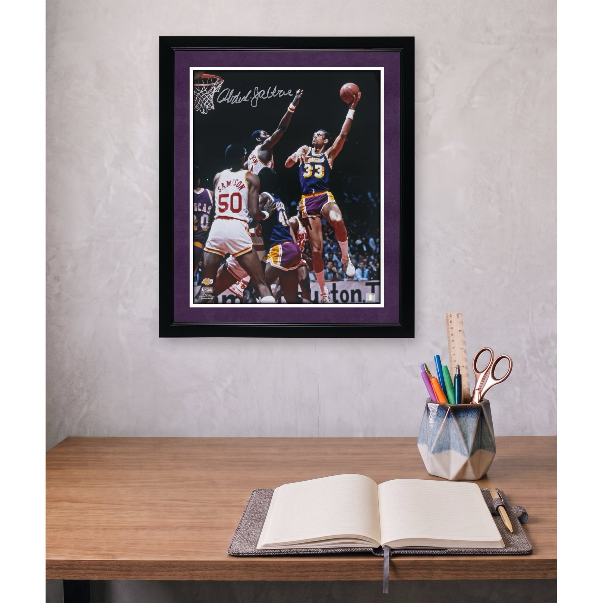 Kareem Abdul-Jabbar Los Angeles Lakers Autographed 16" x 20" Sky Hook vs. Houston Rockets Photograph