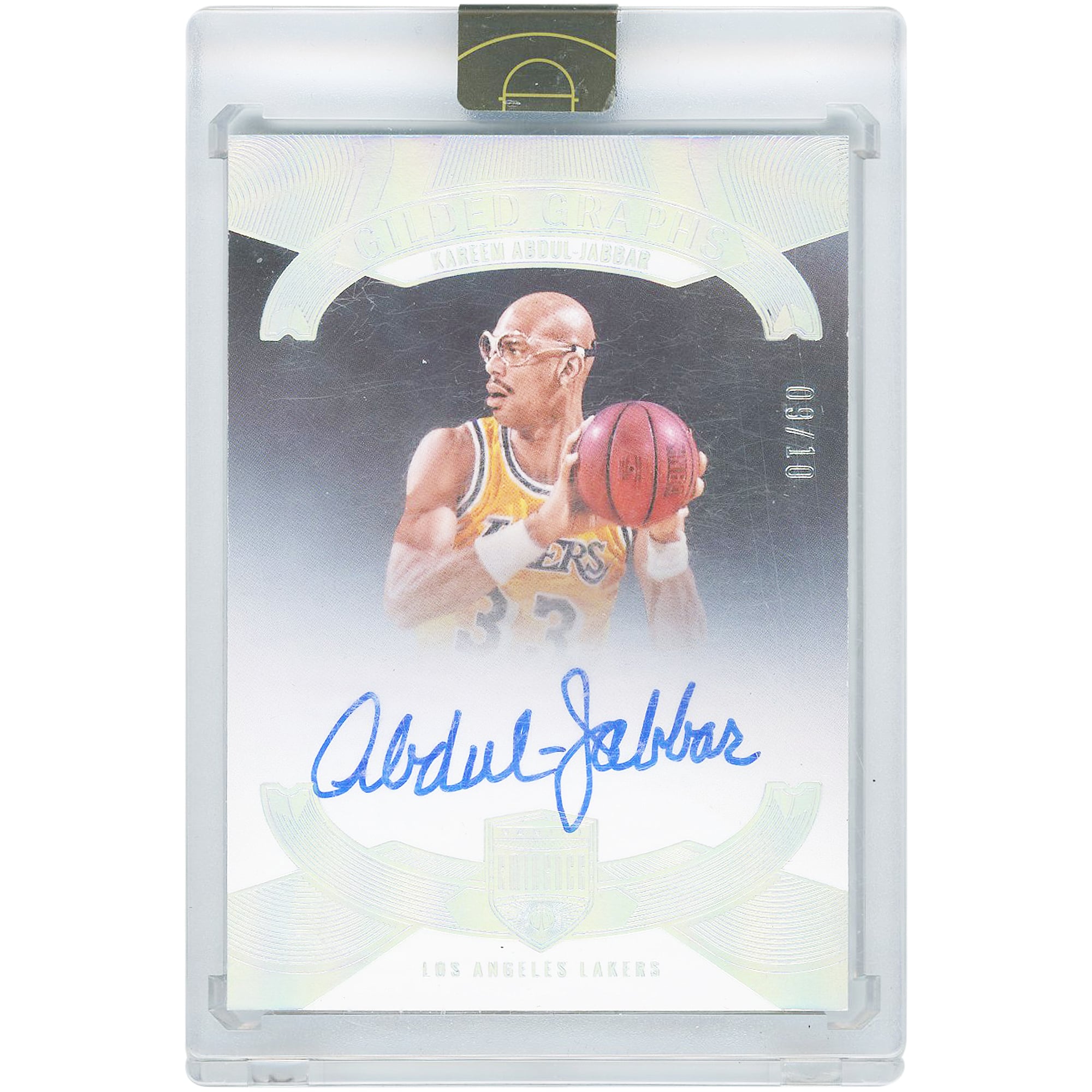 Kareem Abdul-Jabbar Los Angeles Lakers Autographed 2021-22 Panini Eminence Gilded Graphs #GG-KAJ #9/10 Card