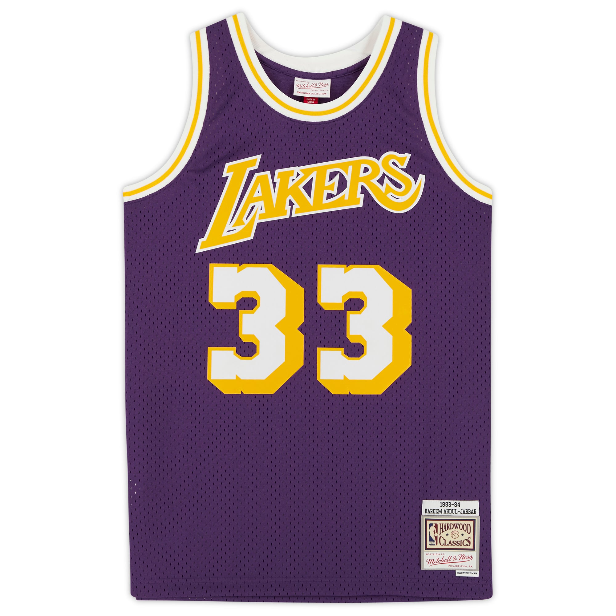 Kareem Abdul-Jabbar Los Angeles Lakers Autographed Mitchell & Ness Purple 1983-84 Swingman Jersey