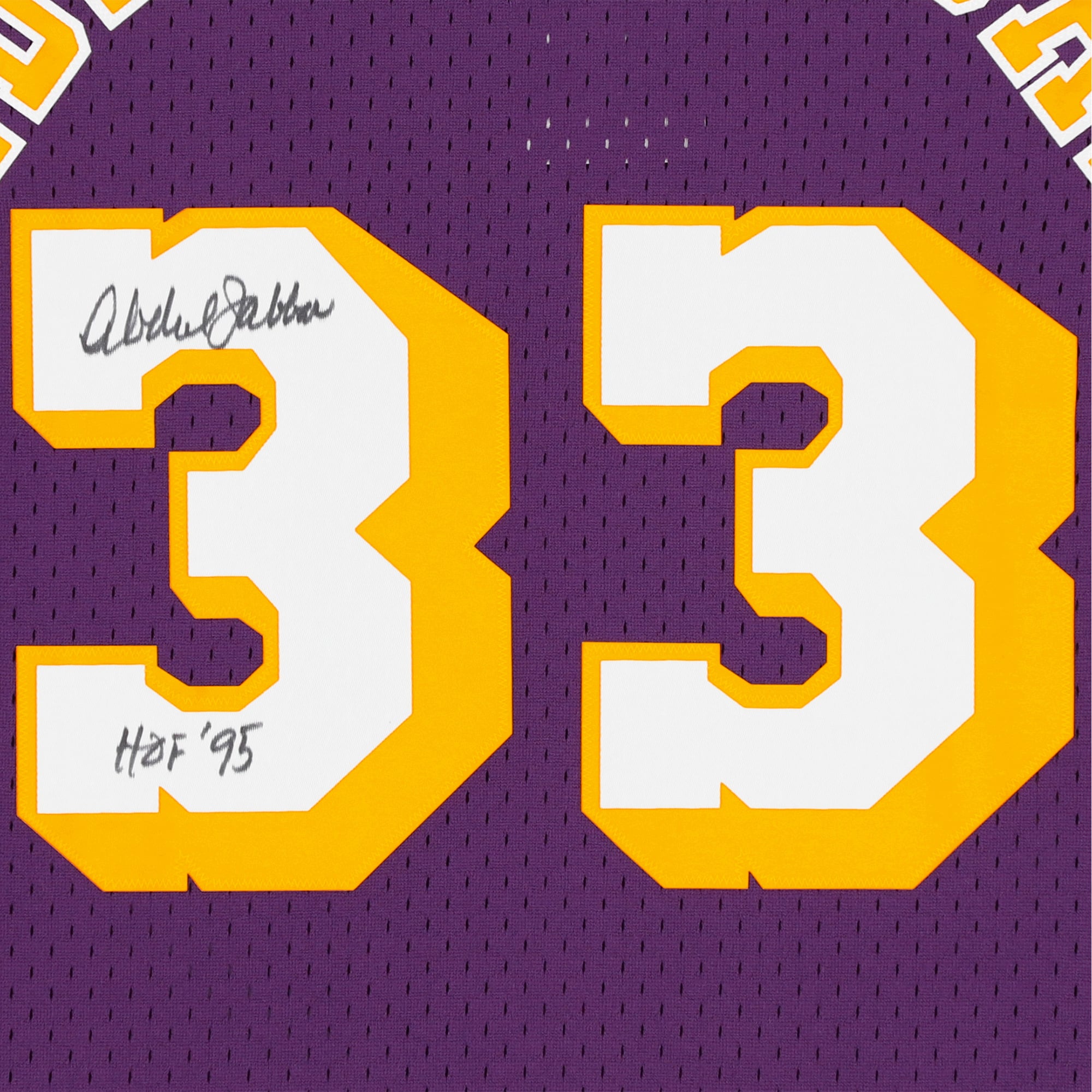 Kareem Abdul-Jabbar Los Angeles Lakers Autographed Purple 1983-84 Mitchell & Ness Hardwood Classics Replica Jersey with "HOF 95" Inscription