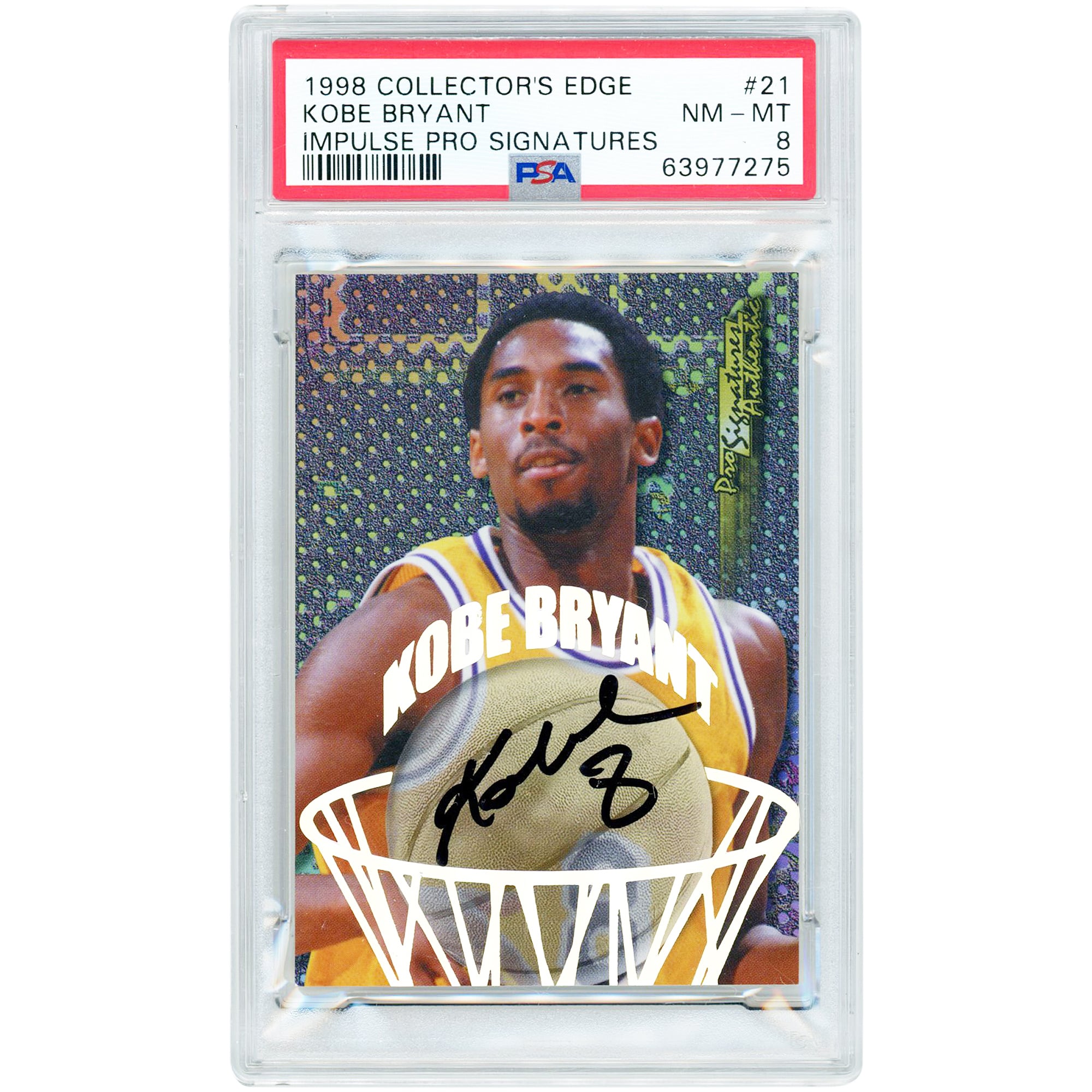 Kobe Bryant Los Angeles Lakers Autographed 1997-98 Collector's Edge Impulse Pro Signatures #21 PSA Authenticated 8 Card