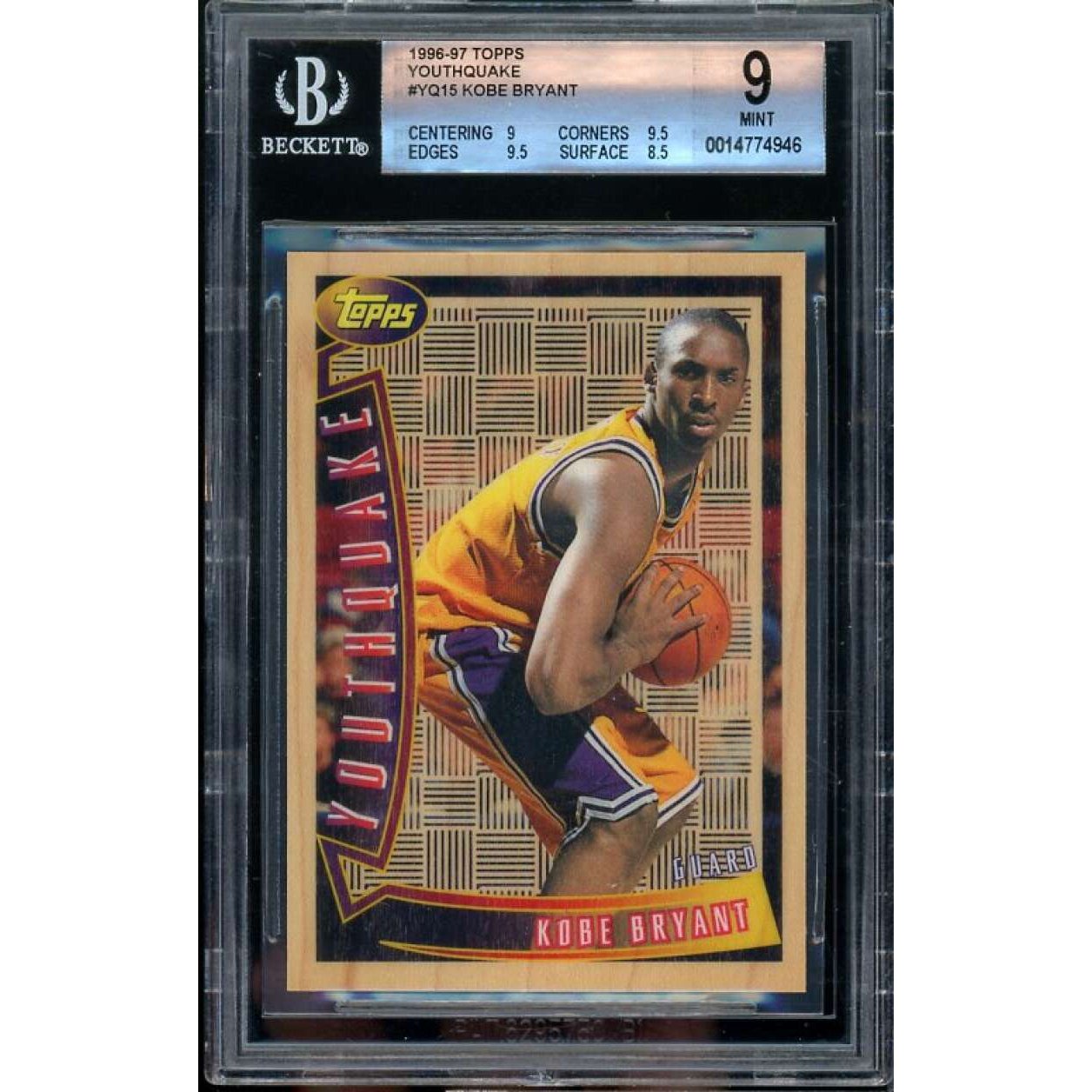 Kobe Bryant Rookie Card 1996-97 Topps Youthquake #YQ15 BGS 9 (9 