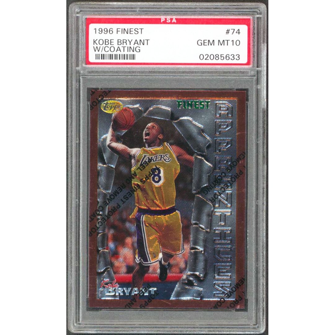 Lakers Kobe Bryant 1996 Topps Finest #74 w/ Coating Rookie Card 10 