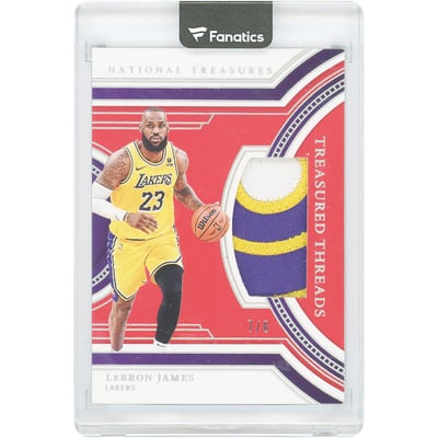 LeBron James Los Angeles Lakers 2023-24 Panini National Treasures Treasured Threads International Red Relic #TD-LBJ #7/8 Card