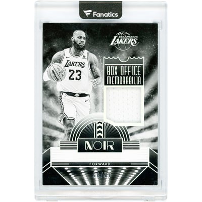 LeBron James Los Angeles Lakers 2023-24 Panini Noir Box Office Memorabilia Game Used Jersey Relic #BOM-LBJ #56/99 Card