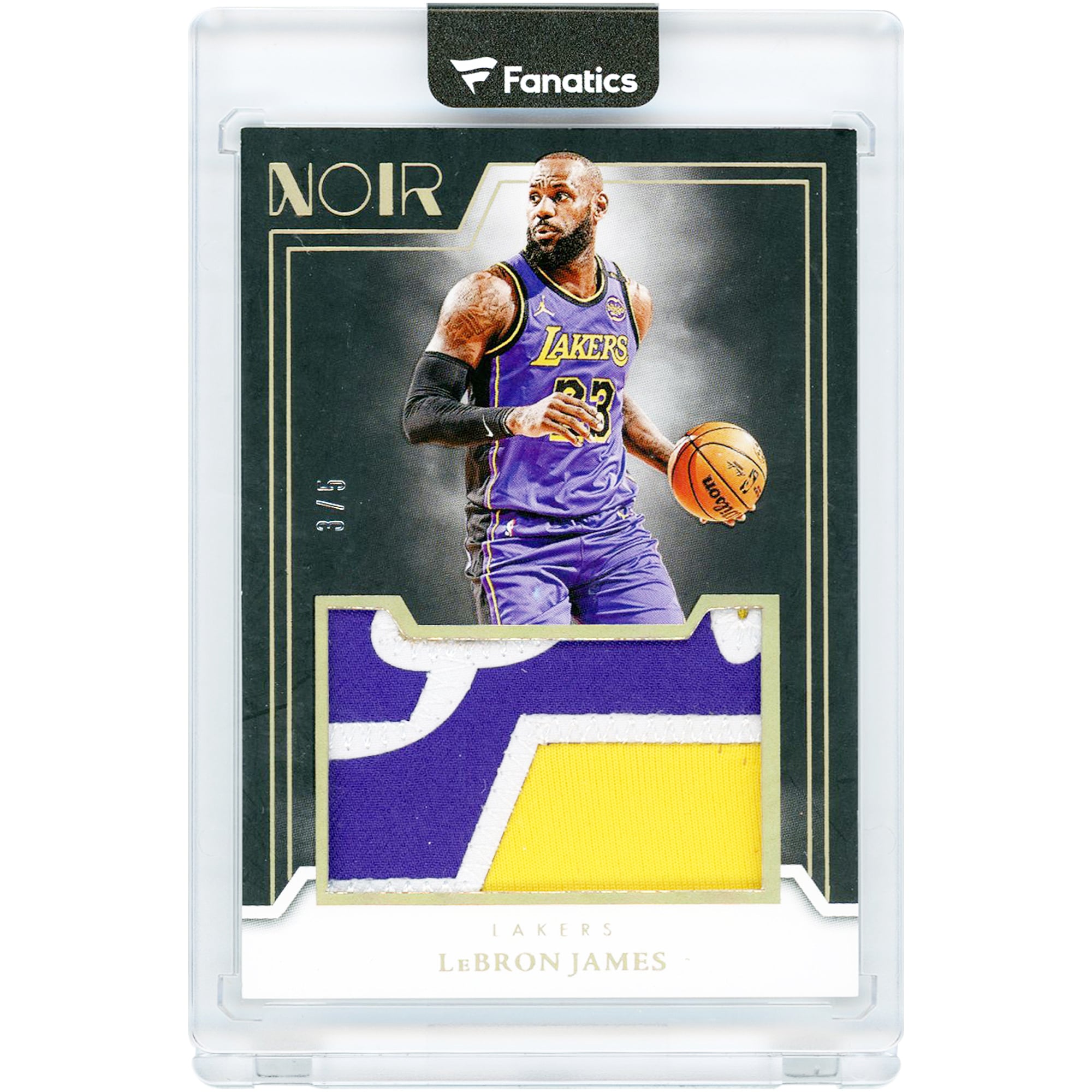 Carte LeBron James Los Angeles Lakers 2024-25 Panini Noir Jumbo Memorabilia Tricolore Relique de match #JM-LBJ #3/5