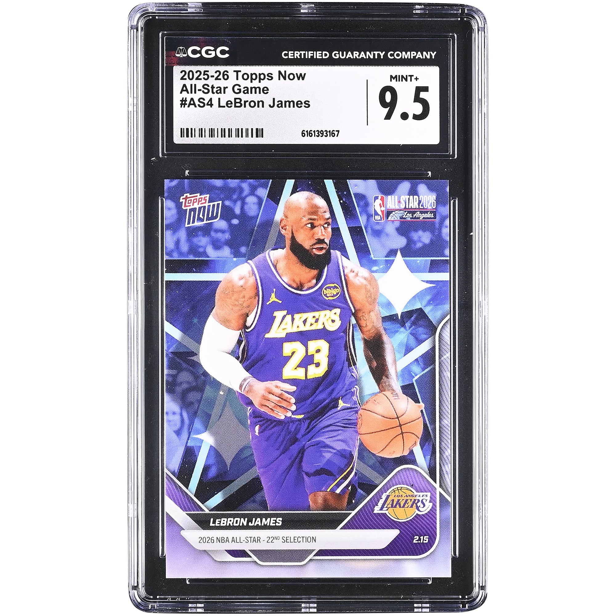 Carte LeBron James Los Angeles Lakers 2025-26 Topps Now All-Star Game #AS4 authentifiée CGC 9.5