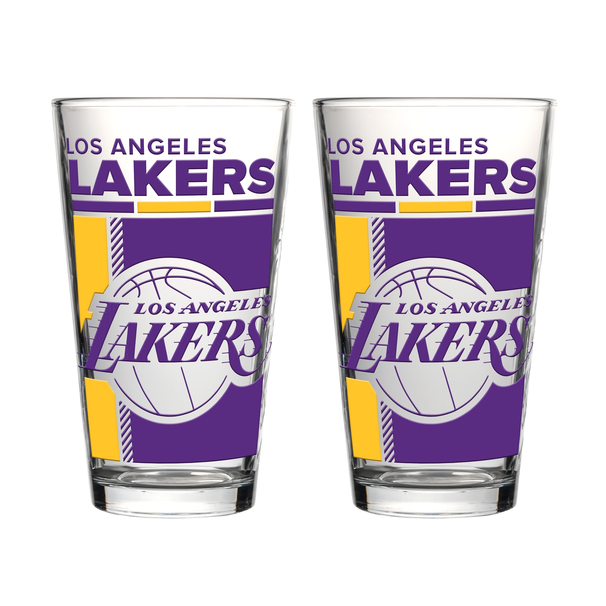 Ensemble de deux verres à bière Logo Brands Los Angeles Lakers de 473 ml (16 oz).