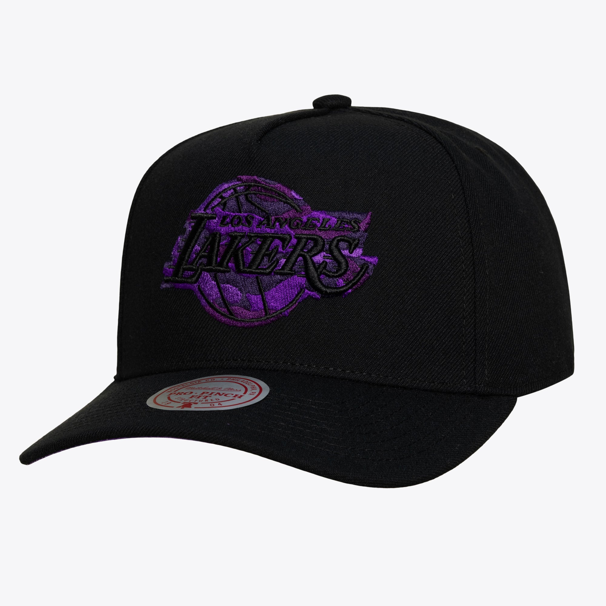 Los Angeles Lakers Black 404 Club Camo Pro Pinch Snapback Hat