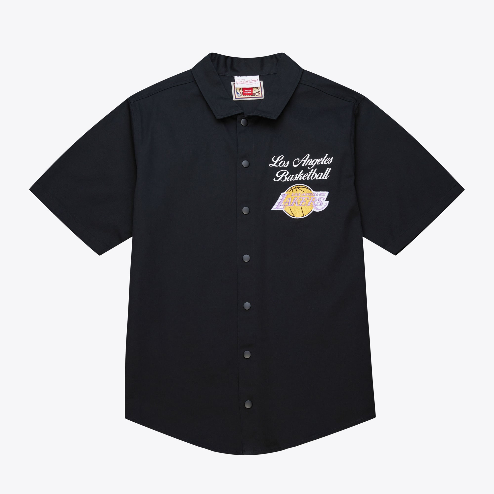 Los Angeles Lakers Black Hardwood Classics Full-Snap Shirt