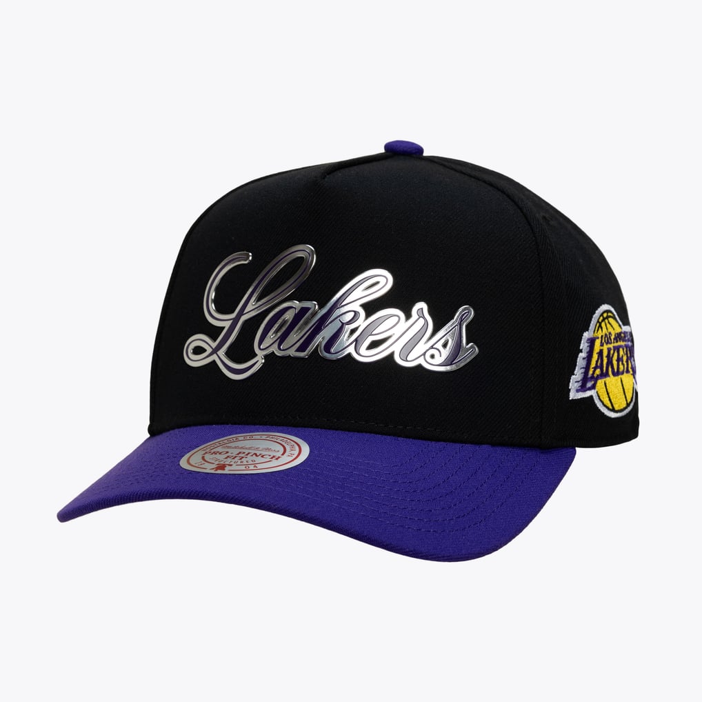 Los Angeles Lakers Black Legacy Made Chrome Pro Pinch Snapback Hat