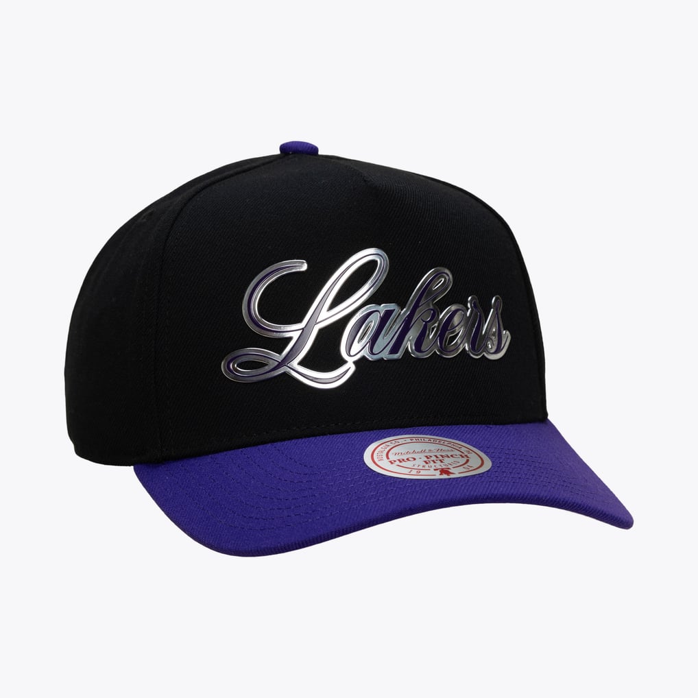 Los Angeles Lakers Black Legacy Made Chrome Pro Pinch Snapback Hat