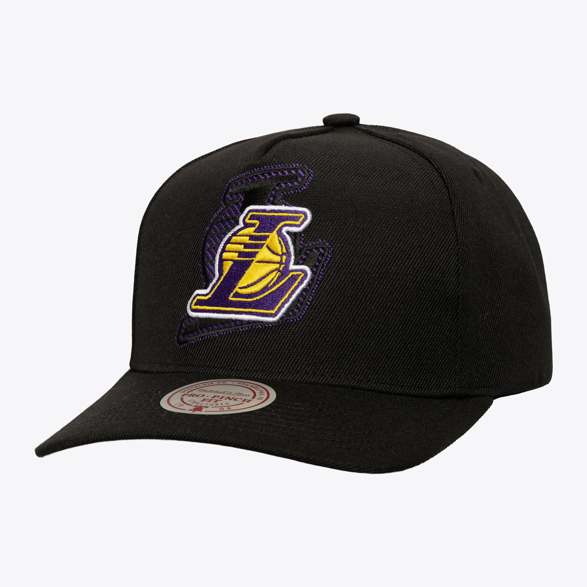 Los Angeles Lakers Black Tilted Pro Pinch Snapback Hat