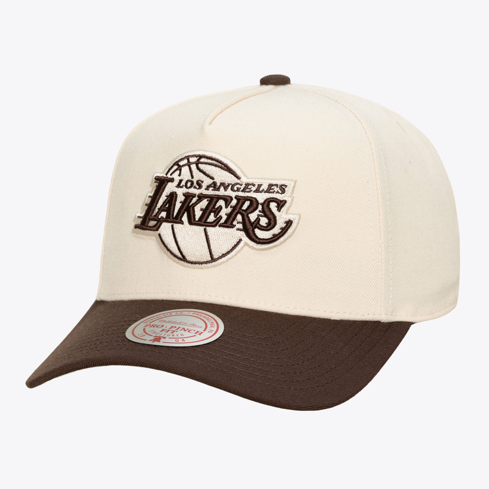 Los Angeles Lakers Cream & Brown Pro Pinch Snapback Hat
