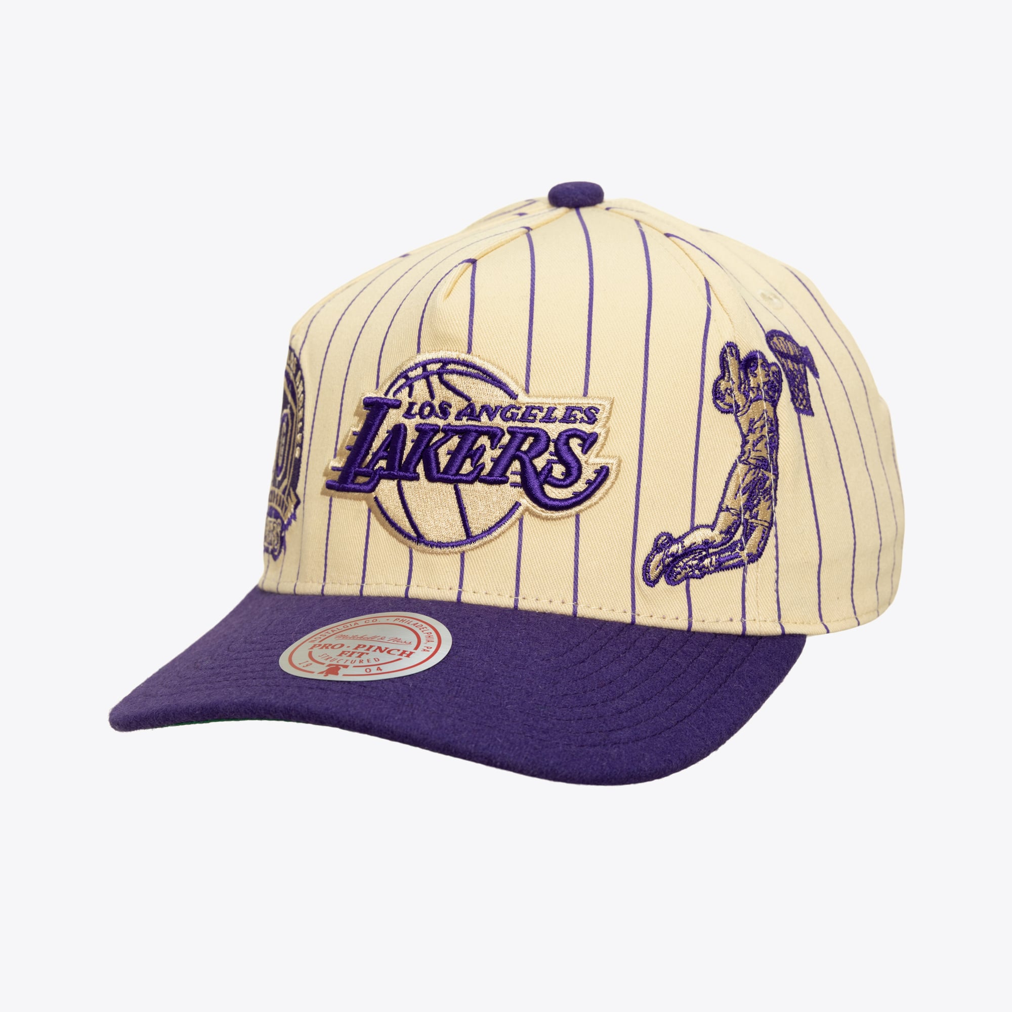 Los Angeles Lakers Cream/Purple Retro Roots Stripe Pro Pinch Snapback Hat