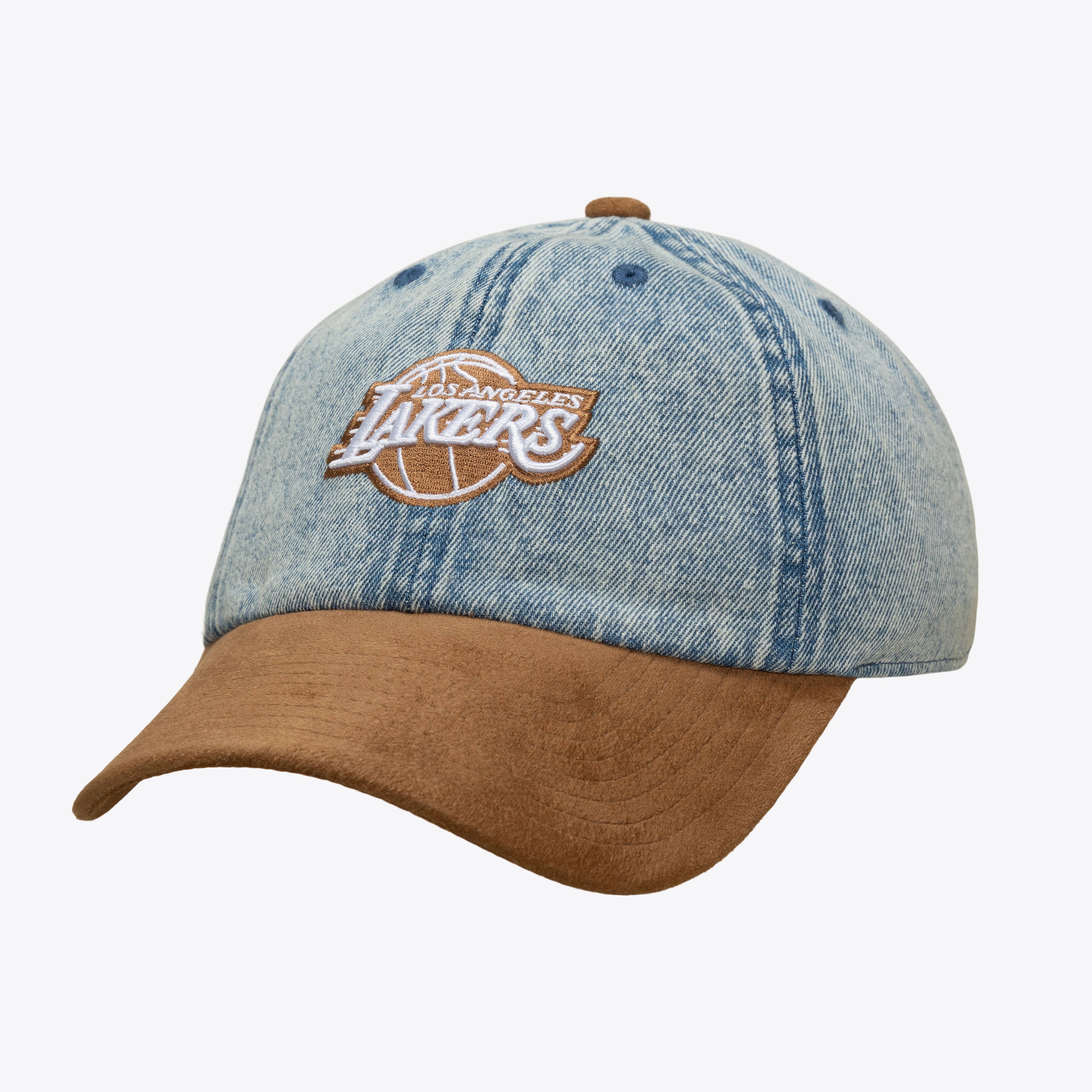 Los Angeles Lakers Denim & Brown Suede Strapback Adjustable Hat