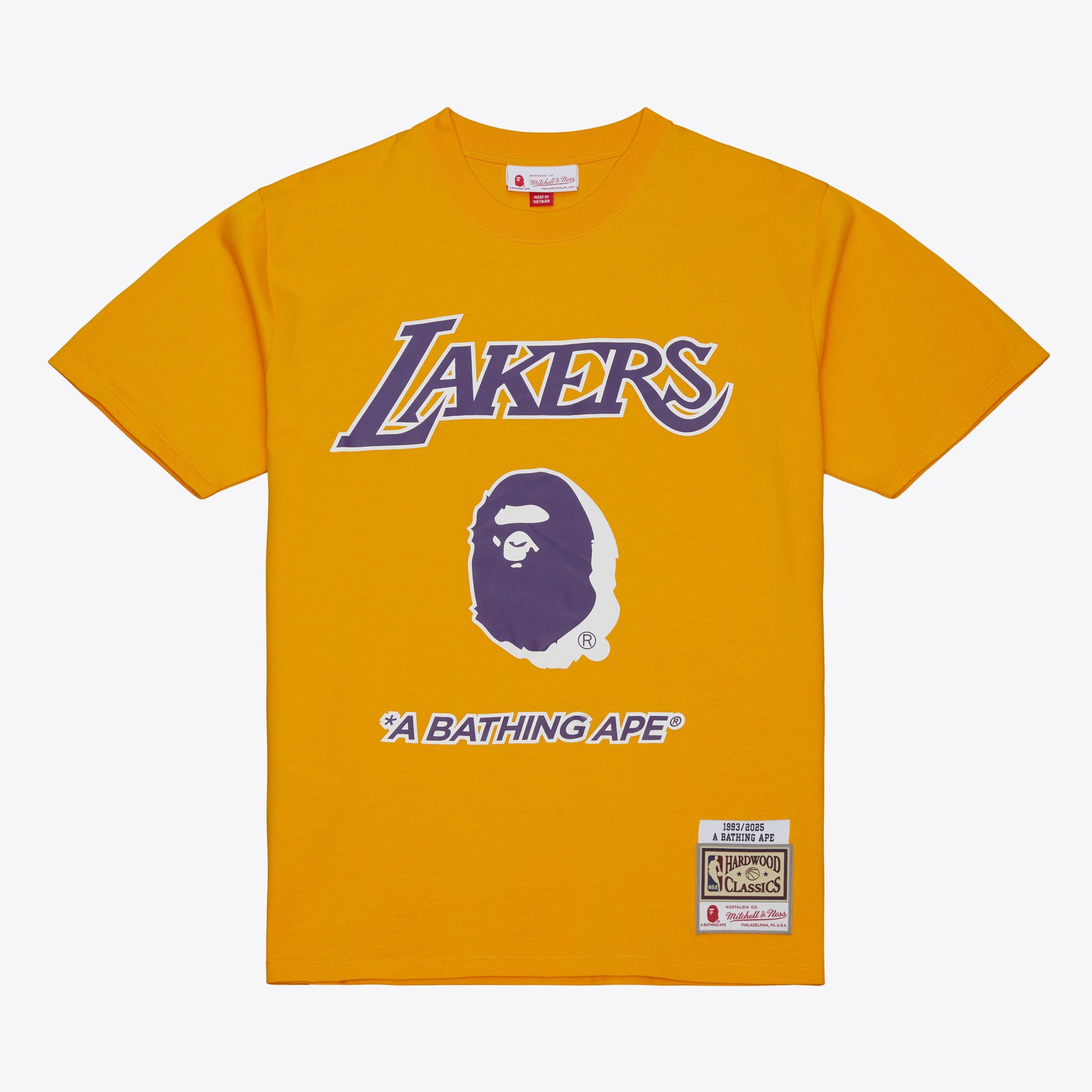 Los Angeles Lakers Gold M&N x BAPE T-Shirt
