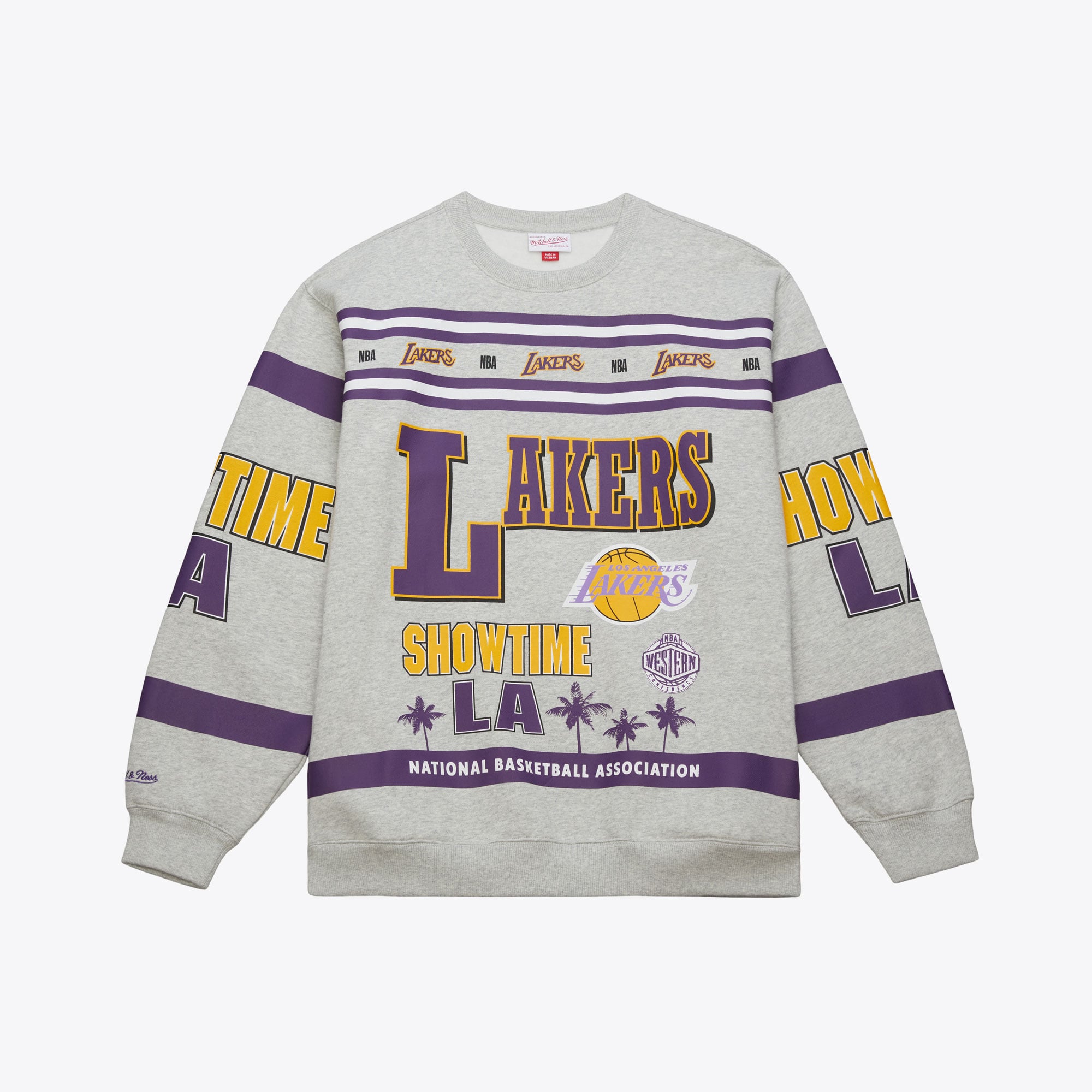 Los Angeles Lakers Heather Gray All Over Print Vintage Fleece 
