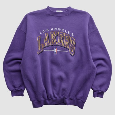 Los Angeles Lakers Logo Athletic 90s Pullover Sweatshirt - Purple - M by Fanatics Real Vintage