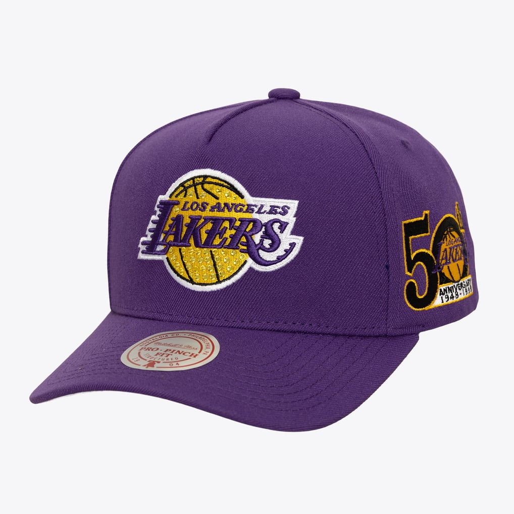 Los Angeles Lakers Purple All That Bling Pro Pinch Snapback Hat display picture 3
