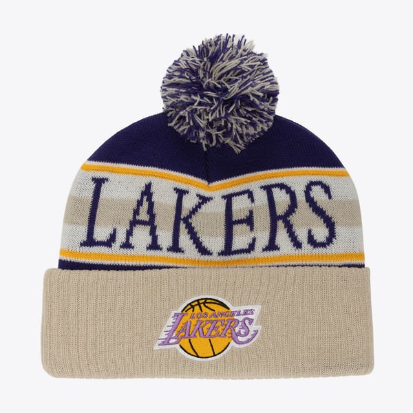 Los Angeles Lakers Tan Hardwood Classics Cuffed Knit Hat  display picture 3