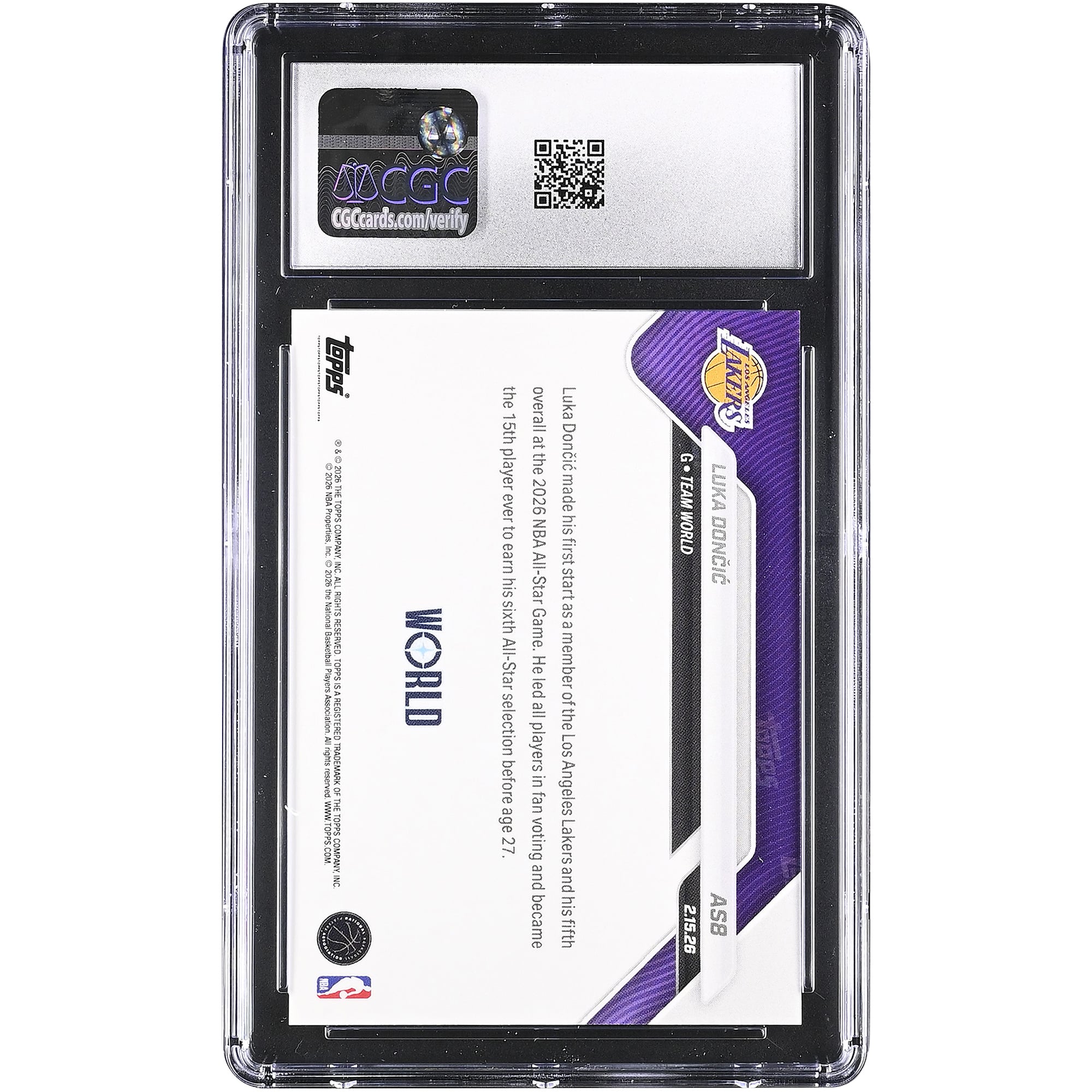 Luka Dončić Los Angeles Lakers 2025-26 Topps Now All-Star Game #AS8 CGC Authenticated Card