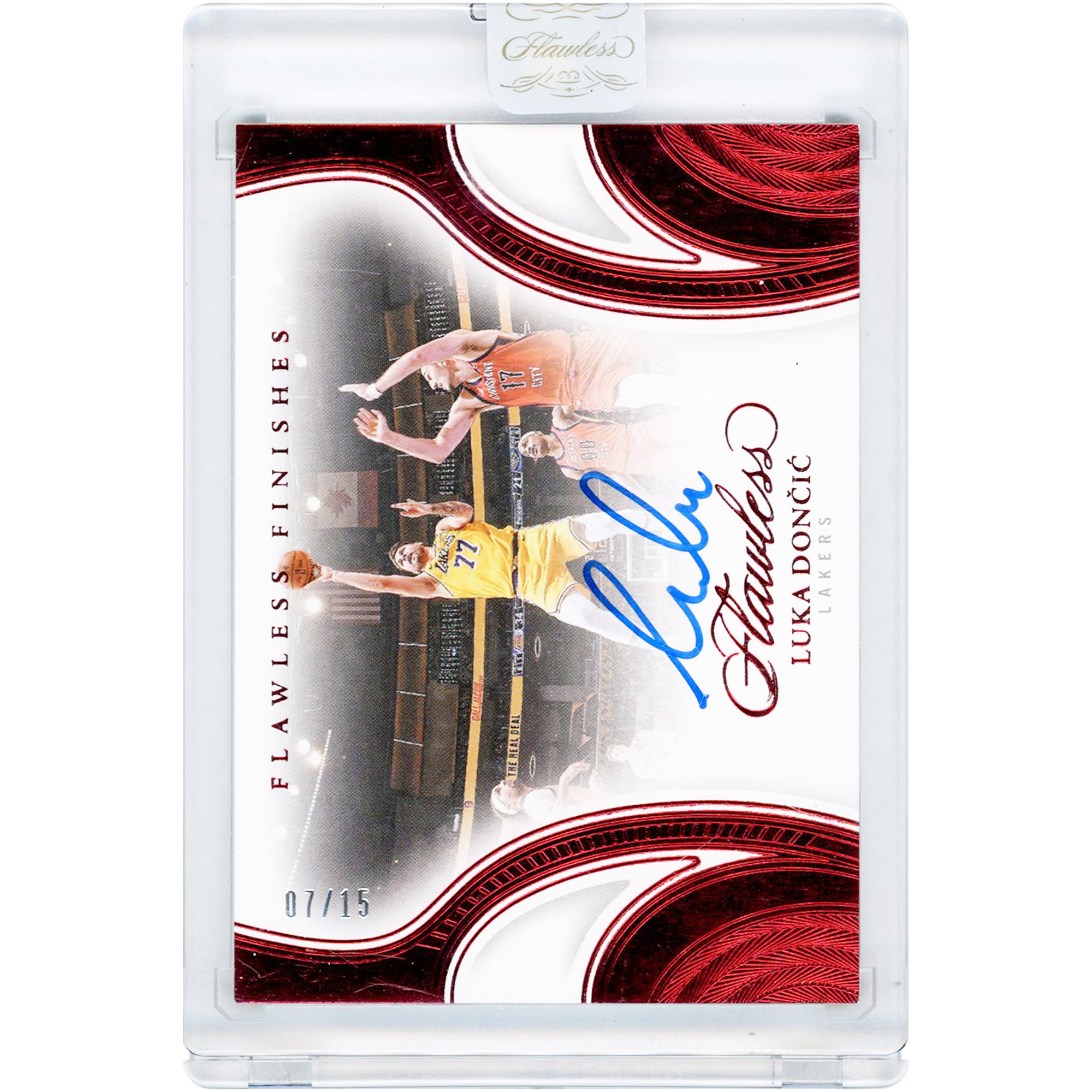 Luka Dončić Los Angeles Lakers Autographed 2024-25 Panini Flawless Ruby Flawless Finishes #FF-DON #7/15 Card