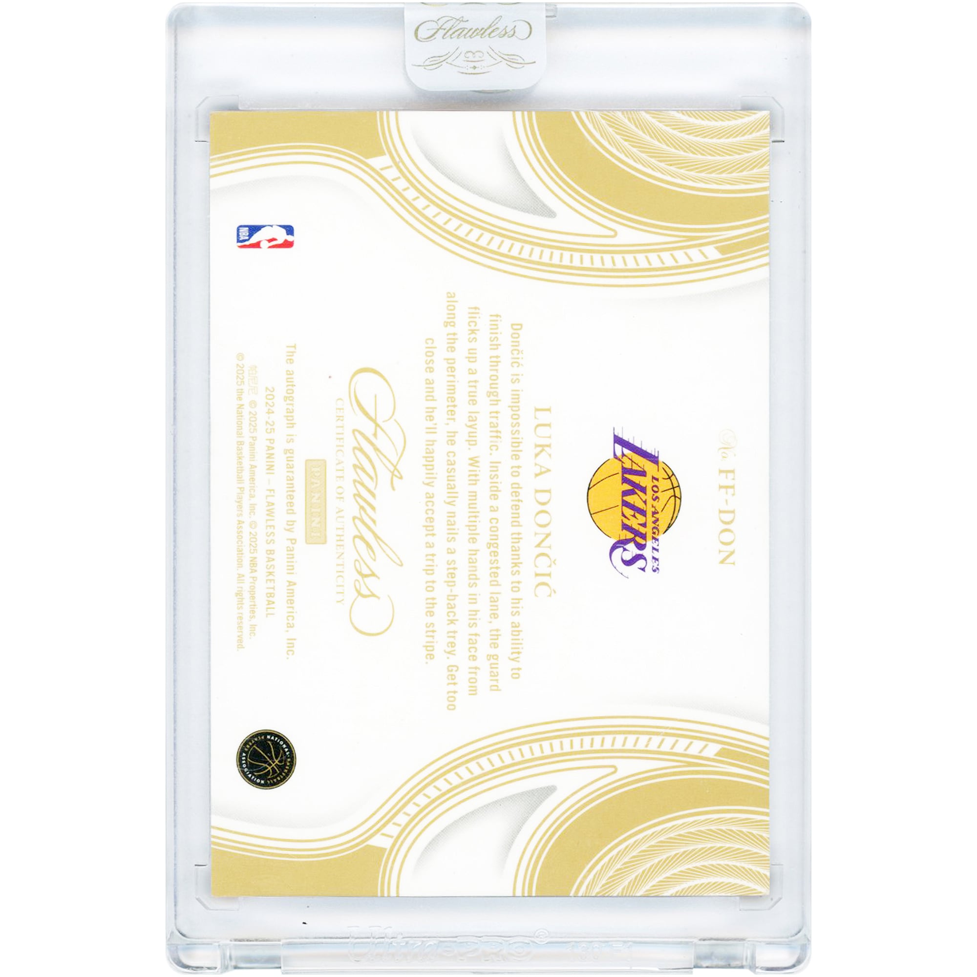 Luka Dončić Los Angeles Lakers Autographed 2024-25 Panini Flawless Ruby Flawless Finishes #FF-DON #7/15 Card