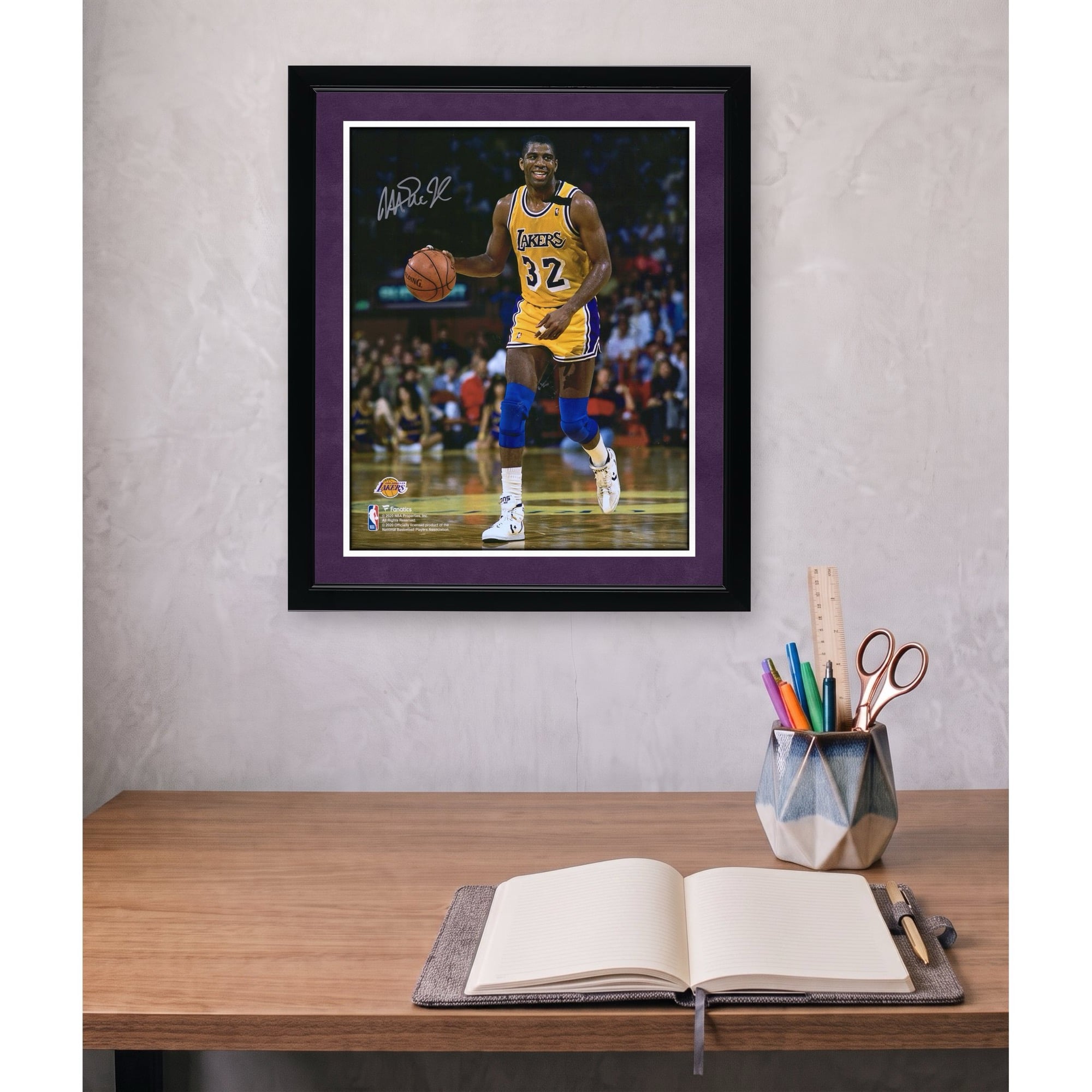 Magic Johnson Los Angeles Lakers Autographed 16" x 20" Dribbling In Gold Photograph