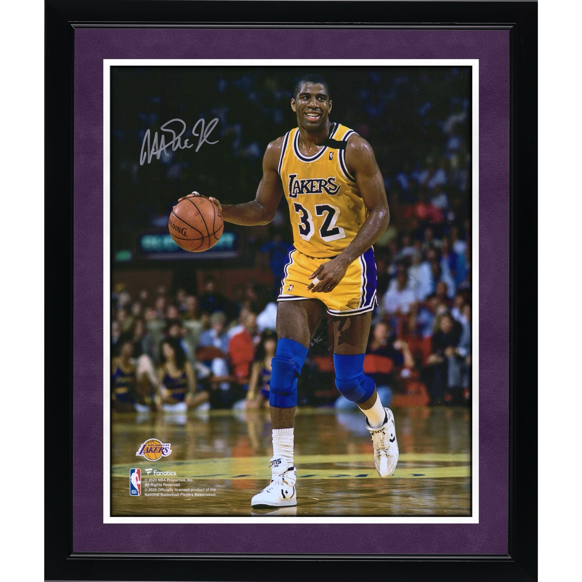 Magic Johnson Los Angeles Lakers Autographed 16" x 20" Dribbling In Gold Photograph