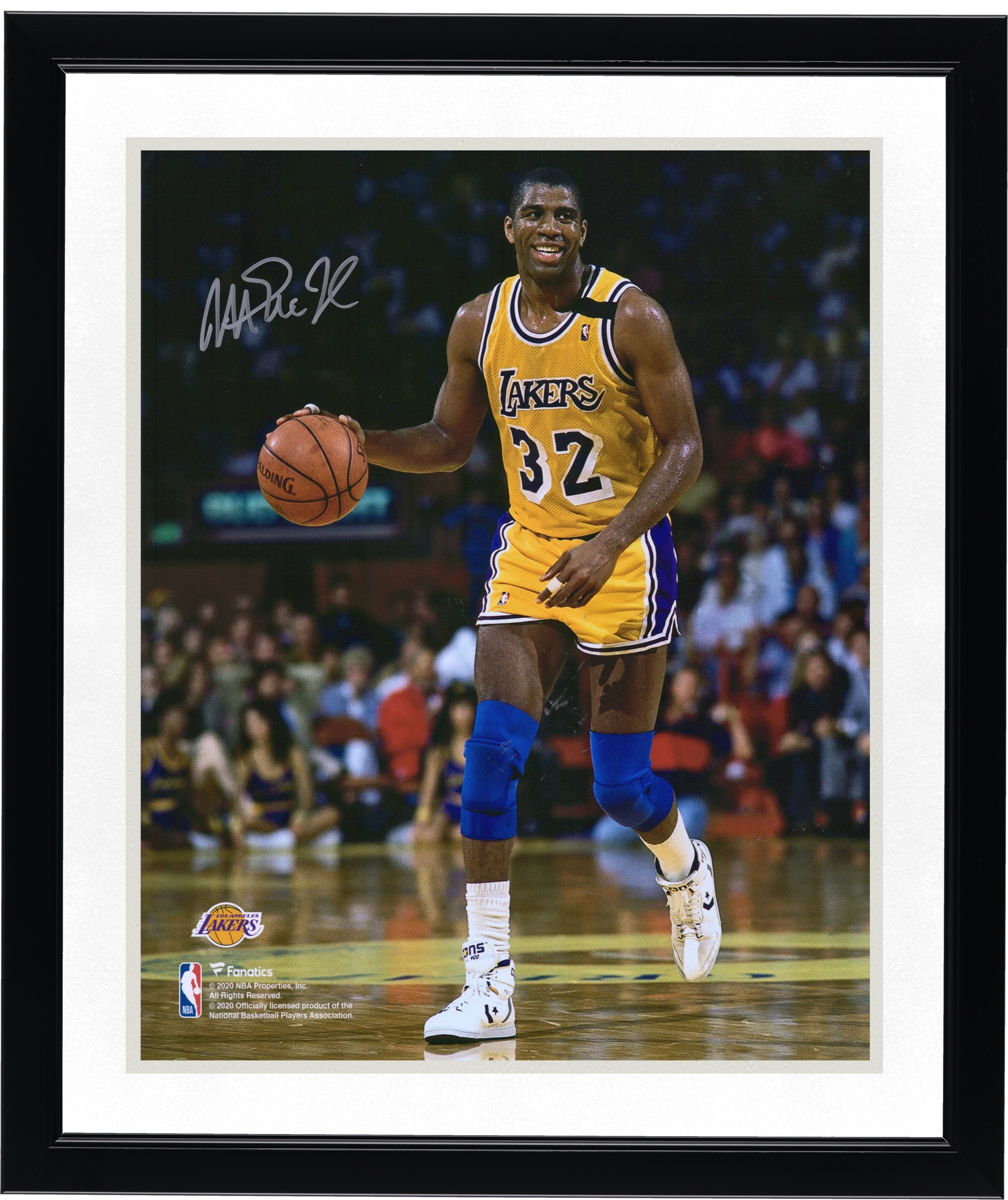Magic Johnson Los Angeles Lakers Autographed 16" x 20" Dribbling In Gold Photograph