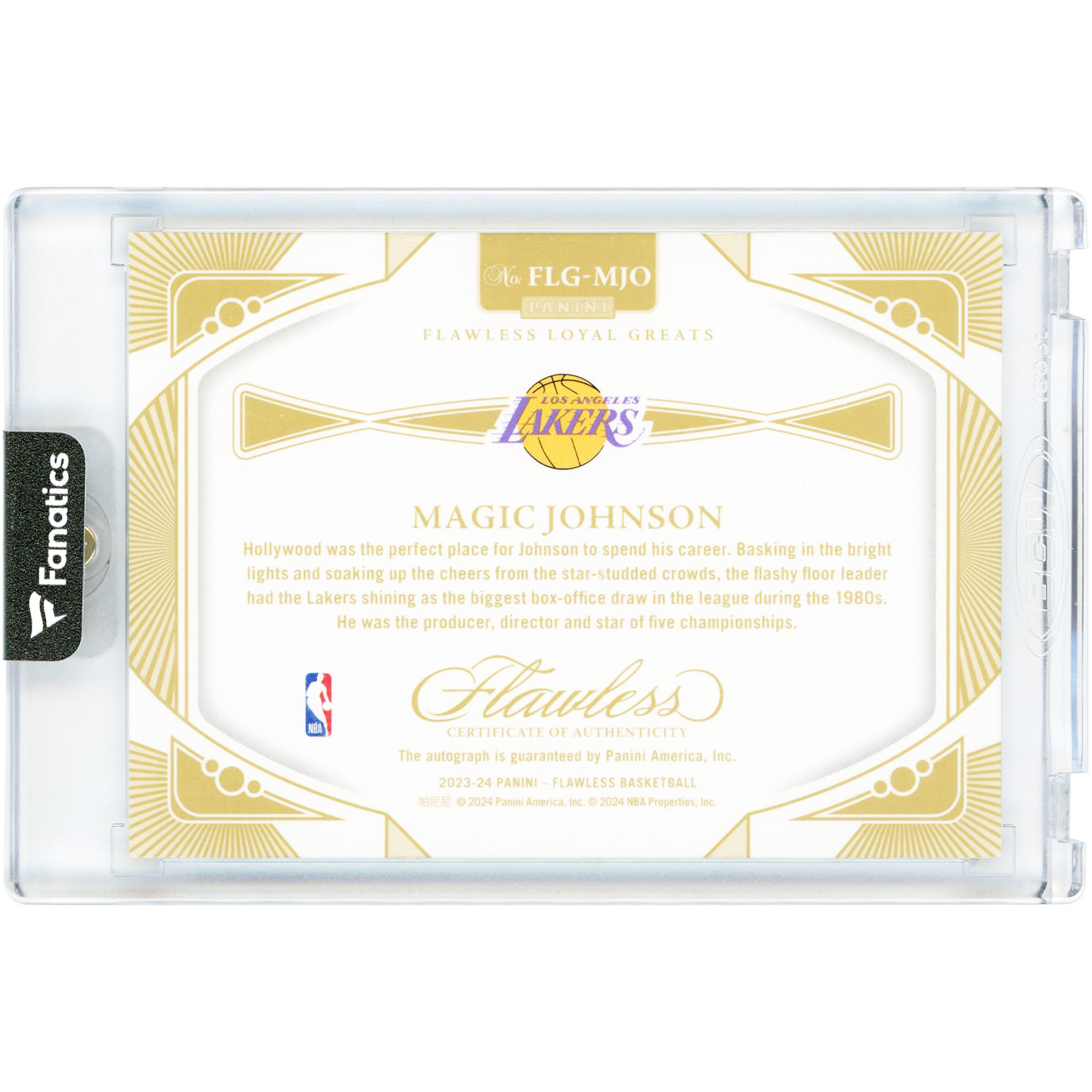 Magic Johnson Los Angeles Lakers Autographed 2023-24 Panini Flawless Loyal Greats #FLG-MJO #12/25 Card