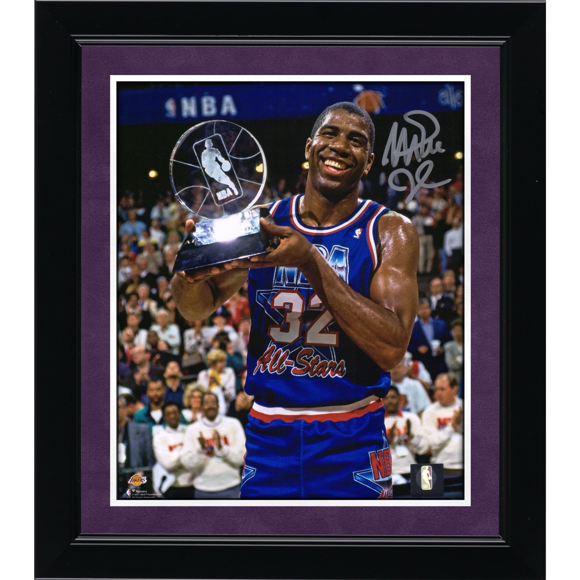 Magic Johnson Los Angeles Lakers Autographed 8" x 10" 1992 All-Star Game Trophy Photograph